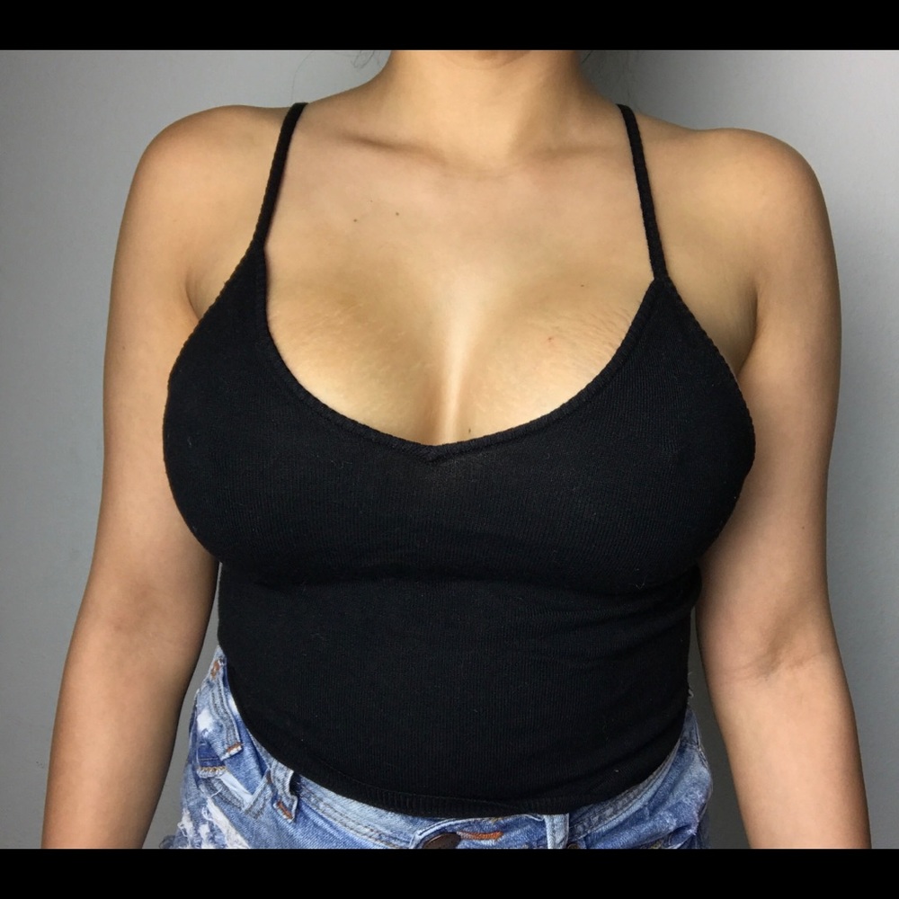 Knit cotton crop top